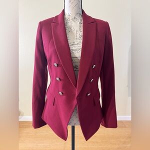 White House Black Market Elegant Double-Breasted Burgundy Blazer Size 4